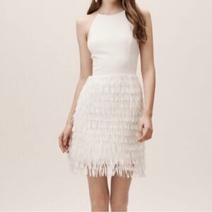 NWT Aidan by Aidan Mattox White Fringe Bridal Event Dress. Reposhed